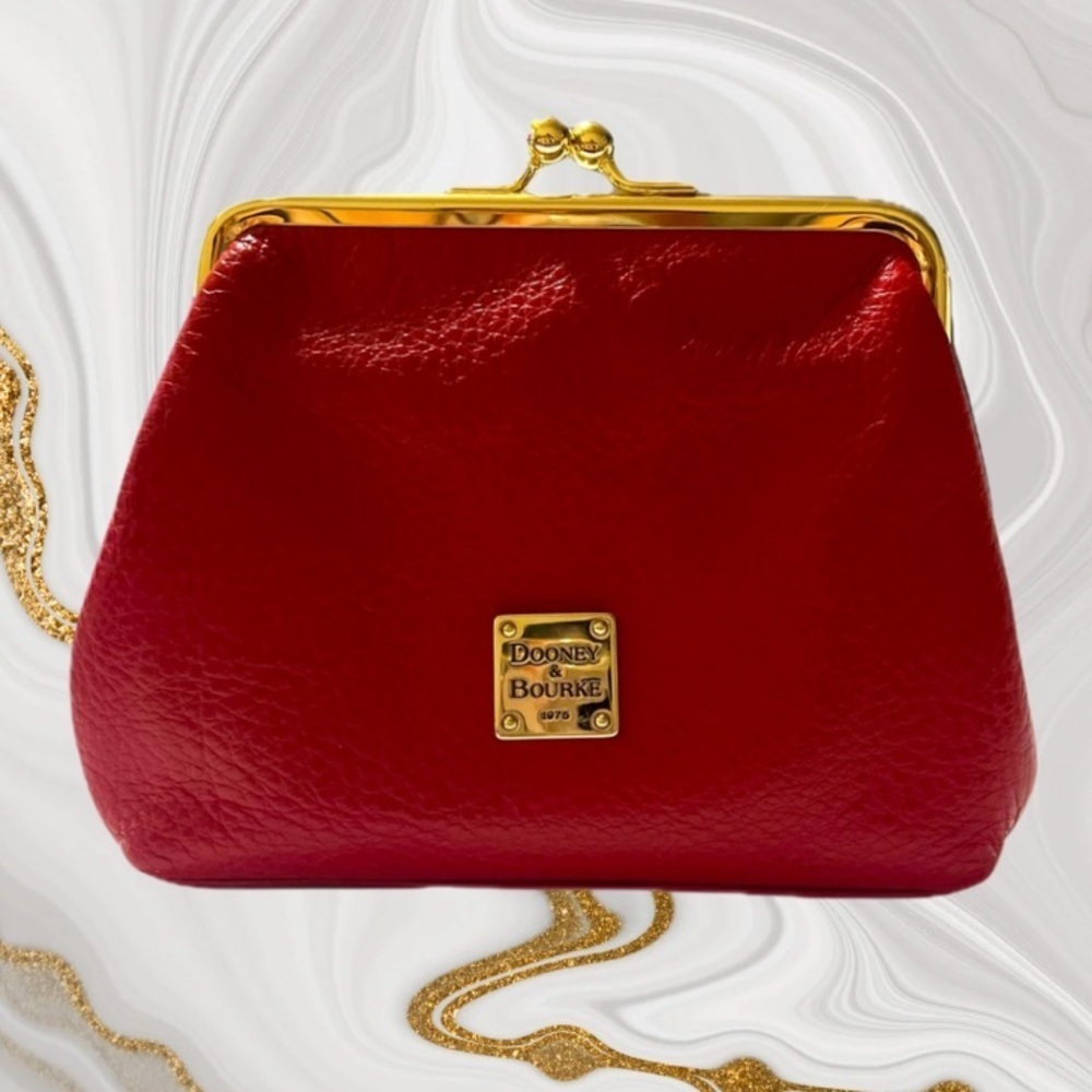 Dooney & Bourke Red Leather Kiss Lock Clutch